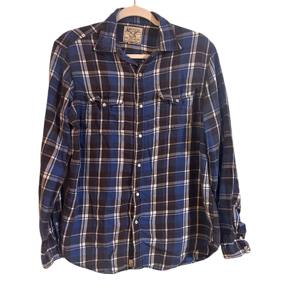 American Living Blue Plaid Flannel Medium